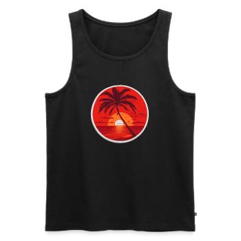 Coucher de soleil - Débardeur bio Premium Homme - noir - Devant - Michal (187cm)