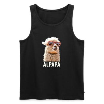 Alpaca Papa Alpapa Lama Daddy Alpaca Dad Father's Day - Men's Premium Organic Tank Top - black - Front - AI Model Male 178 light (178cm)