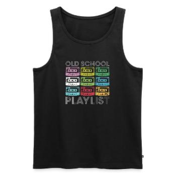 Tirage en grille de cassettes arc-en-ciel - Débardeur bio Premium Homme - noir - Devant - Michal (187cm)