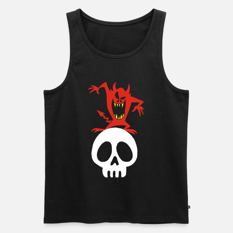 Schädel und Dämon - Männer Premium Bio Tank Top - Schwarz