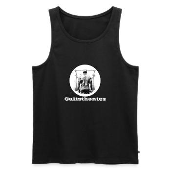 Calisthenics blanc - Débardeur bio Premium Homme - noir - Devant - Michal (187cm)