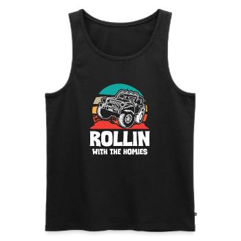 Jeeps Rollin avec The Homies - Débardeur bio Premium Homme - noir - Devant - Michal (187cm)