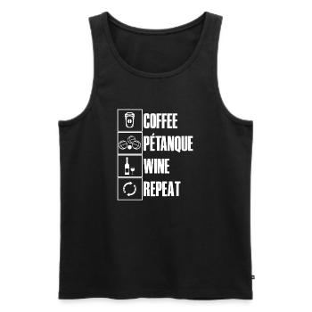 Café pétanque vin ripeat dicton pour bouler - Débardeur bio Premium Homme - noir - Devant - Michal (187cm)