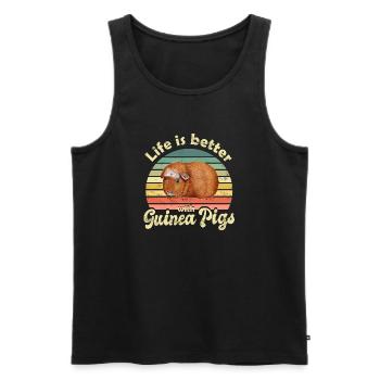 Meerschweinchen - Männer Premium Bio Tank Top - Schwarz - Vorne - AI Model Male 178 light (178cm)