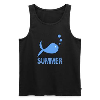 FISH. BEACH. SEA. SURFING. OCEAN. HUMOR. HOLIDAY - Men's Premium Organic Tank Top - black - Front - Michal (187cm)