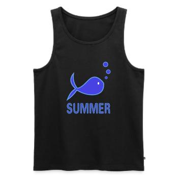 FISH. BEACH. SEA. SURFING. OCEAN. HUMOR. HOLIDAY - Men's Premium Organic Tank Top - black - Front - Michal (187cm)
