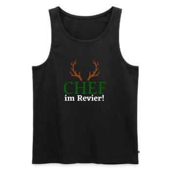 Chef im Revier - Jäger Design - Männer Premium Bio Tank Top - Schwarz - Vorne - AI Model Male 178 light (178cm)