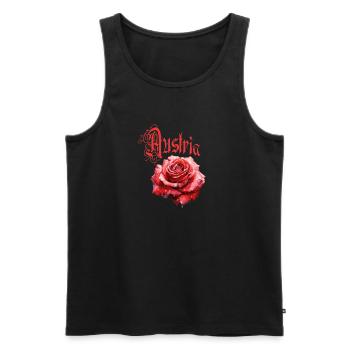 Austria Rose – Rote Blume - Vintage-Schrift - Männer Premium Bio Tank Top - Schwarz - Vorne - Michal (187cm)