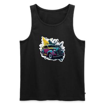 Éclaboussure de voiture vintage colorée - Débardeur bio Premium Homme - noir - Devant - AI Model Male 178 light (178cm)