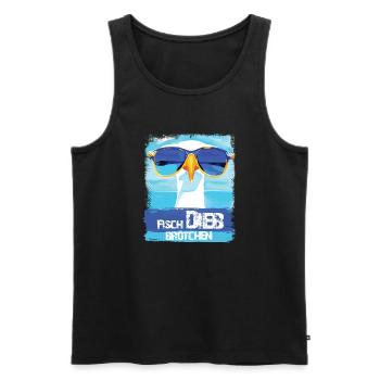 Möwe Fischbrötchendieb - blue white Collection - Männer Premium Bio Tank Top - Schwarz - Vorne - AI Model Male 178 light (178cm)