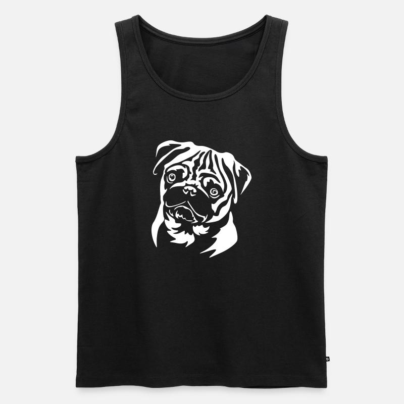 Mops Kopf "Black Edition" - Männer Premium Bio Tank Top - Schwarz