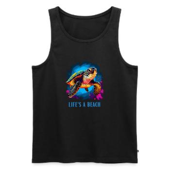 Life's a beach - Débardeur bio Premium Homme - noir - Devant - Michal (187cm)