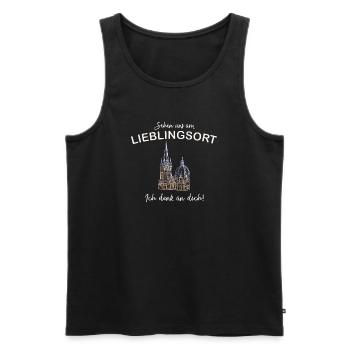 Ich denk an dich! Sehen uns, Aachener Dom - Männer Premium Bio Tank Top - Schwarz - Vorne - Michal (187cm)