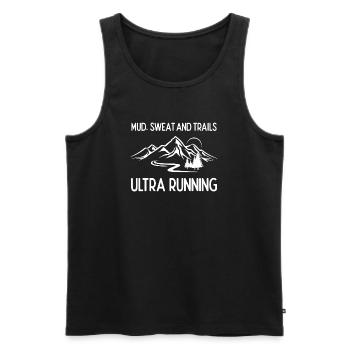 Ultra Running - Boue, sueur et sentiers - Débardeur bio Premium Homme - noir - Devant - Michal (187cm)
