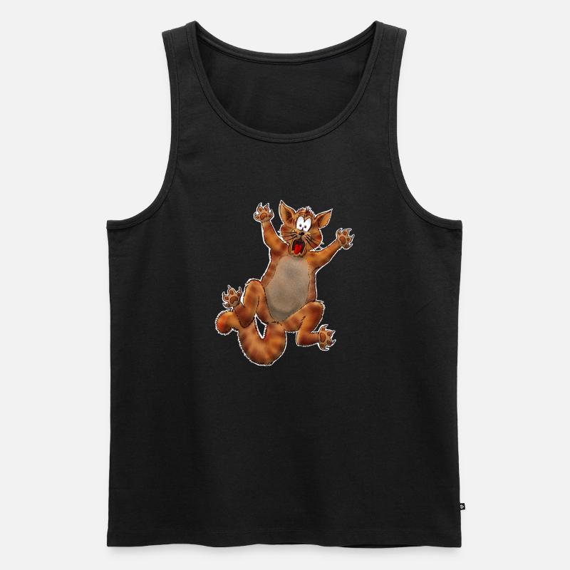 Crazy Cat - Männer Premium Bio Tank Top - Schwarz