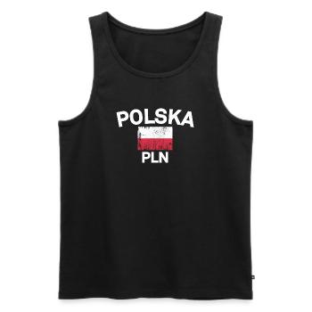 Drapeau Polska Emblème PLN - Débardeur bio Premium Homme - noir - Devant - AI Model Male 178 light (178cm)