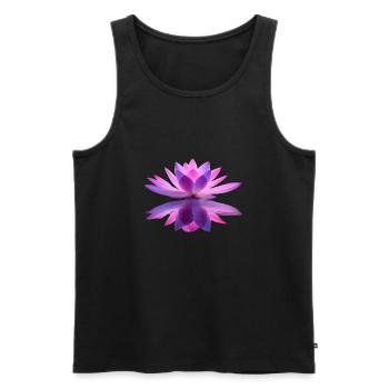 Water lily purple and pink with mirror effect - Men's Premium Organic Tank Top - black - Front - AI Model Male 178 light (178cm)