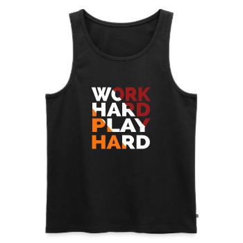 Work Hard Play Hard - Men's Premium Organic Tank Top - black - Front - AI Model Male 178 light (178cm)