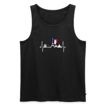 Paris Skyline Heartbeat Tour Eiffel France - Débardeur bio Premium Homme - noir - Devant - Michal (187cm)