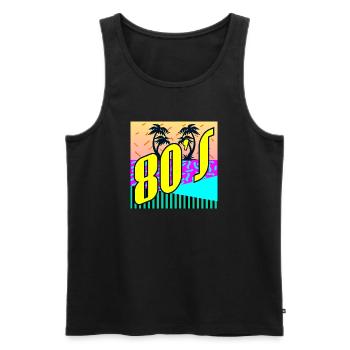 80s Party - 80s EIGHTIES RETRO STYLE - Men's Premium Organic Tank Top - black - Front - AI Model Male 178 light (178cm)