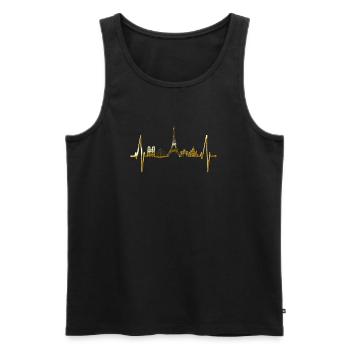 Paris Skyline Heartbeat Eiffel Tower France - Men's Premium Organic Tank Top - black - Front - AI Model Male 178 light (178cm)