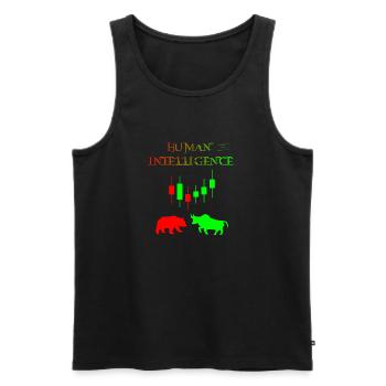 Intelligence humaine Chemise de commerce Ours et Taureau - Débardeur bio Premium Homme - noir - Devant - Michal (187cm)