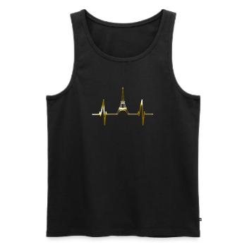 Paris Skyline Herzschlag Eiffelturm Frankreich - Männer Premium Bio Tank Top - Schwarz - Vorne - AI Model Male 178 light (178cm)