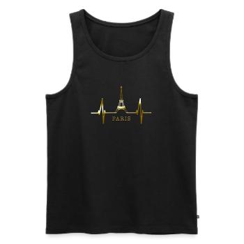 Paris Skyline Heartbeat Tour Eiffel France - Débardeur bio Premium Homme - noir - Devant - Michal (187cm)