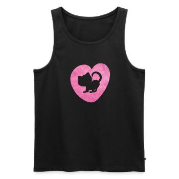 Heart Cat Fur Cat Fluffy Silhouette Love Fan - Men's Premium Organic Tank Top - black - Front - Michal (187cm)