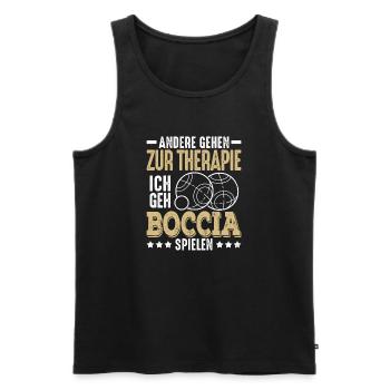Andere gehen zur Therapie ich geh Boccia Petanque - Männer Premium Bio Tank Top - Schwarz - Vorne - Michal (187cm)