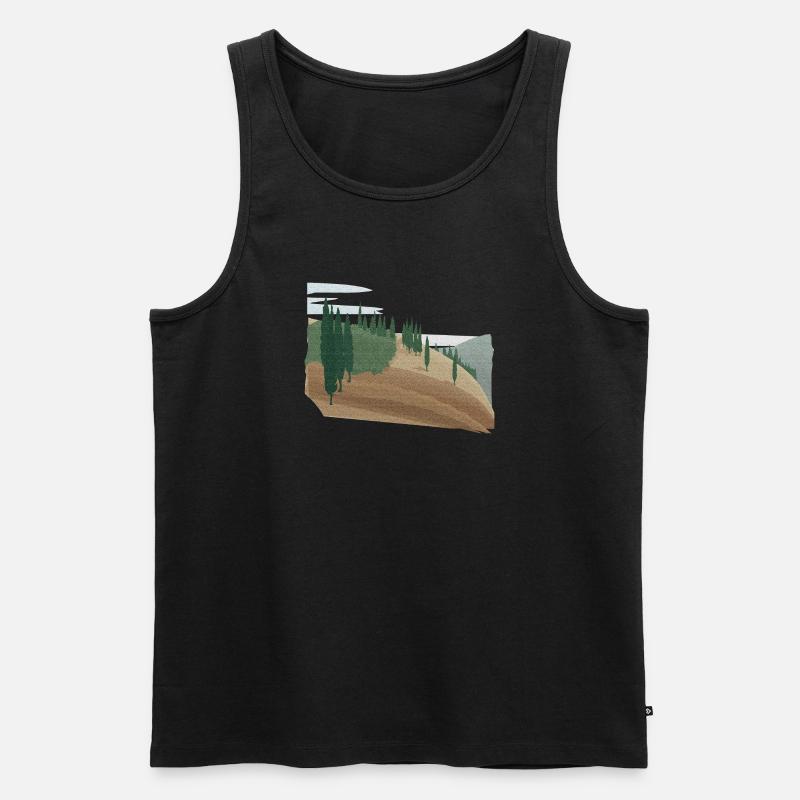 Pinienwald Hügellandschaft mit Struktur (modific.) - Männer Premium Bio Tank Top - Schwarz
