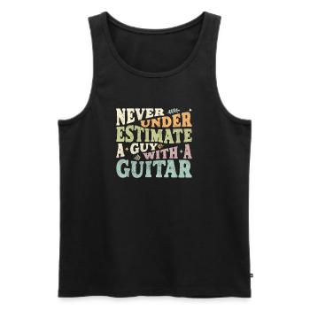 Never underestimate a Guy with a Guitar - Men's Premium Organic Tank Top - black - Front - AI Model Male 178 light (178cm)