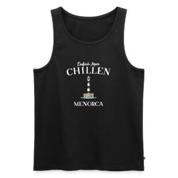 Meer Chillen, Menorca, Balearen - Männer Premium Bio Tank Top - Schwarz - Vorne - AI Model Male 178 light (178cm)