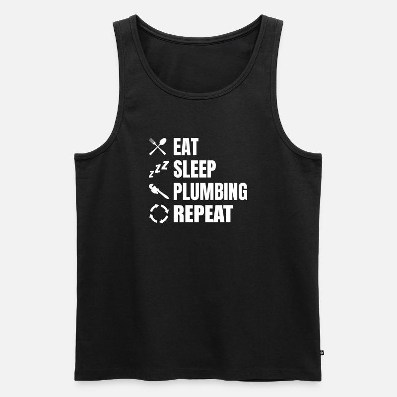 Eating, sleeping, plumbing, repeating - Men's Premium Organic Tank Top - black