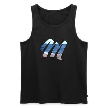 Sea Waves Art Design - Men's Premium Organic Tank Top - black - Front - AI Model Male 178 light (178cm)