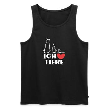 Ich Liebe Tiere Katze Statement Haustiere Hund - Männer Premium Bio Tank Top - Schwarz - Vorne - Michal (187cm)