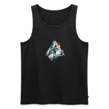 Geometrischer Bergsteiger im Polygonstil - Männer Premium Bio Tank Top - Schwarz - Vorne - Michal (187cm)