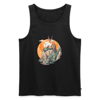 Gartenfreund Ziege auf Bergspitze - Männer Premium Bio Tank Top - Schwarz - Vorne - AI Model Male 178 light (178cm)