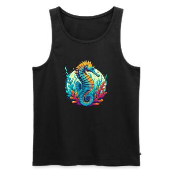 Seepferdchen - Männer Premium Bio Tank Top - Schwarz - Vorne - AI Model Male 178 light (178cm)