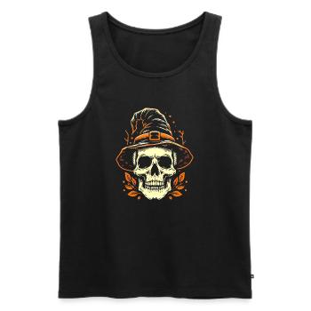 Totenkopf im Hut - Männer Premium Bio Tank Top - Schwarz - Vorne - Michal (187cm)