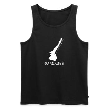 Gardasee Koordinaten - Männer Premium Bio Tank Top - Schwarz - Vorne - AI Model Male 178 light (178cm)
