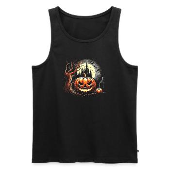 Halloween-Kürbis - Männer Premium Bio Tank Top - Schwarz - Vorne - Michal (187cm)