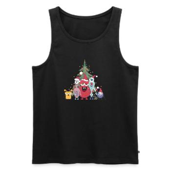 fröhliche bunte Monster Familie feiert Weihnachten - Männer Premium Bio Tank Top - Schwarz - Vorne - AI Model Male 178 light (178cm)