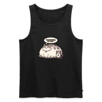 Fitnessmuffel Katze - Männer Premium Bio Tank Top - Schwarz - Vorne - Michal (187cm)