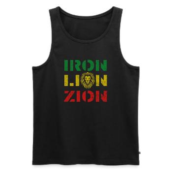 iron lion zion, rasta colours - Männer Premium Bio Tank Top - Schwarz - Vorne - AI Model Male 178 light (178cm)