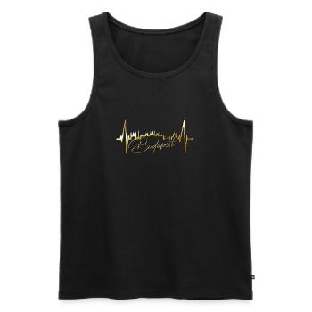 Budapest Skyline Heartbeat Hongrie Coeur Budapester - Débardeur bio Premium Homme - noir - Devant - AI Model Male 178 light (178cm)