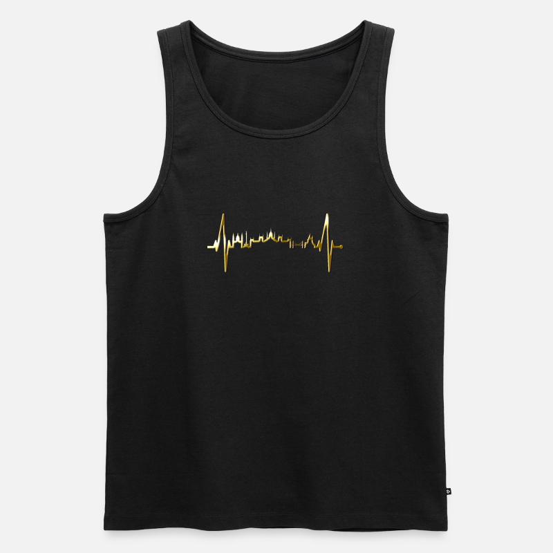 Budapest Skyline Herzschlag Ungarn Herz Budapester - Männer Premium Bio Tank Top - Schwarz