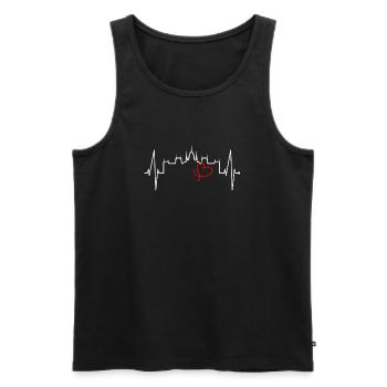 Budapest Skyline Heartbeat Hongrie Coeur Budapester - Débardeur bio Premium Homme - noir - Devant - AI Model Male 178 light (178cm)