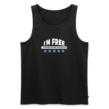 Déclaration de liberté Retraite Senior Job Carrière - Débardeur bio Premium Homme - noir - Devant - AI Model Male 178 light (178cm)