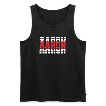 malietta Aaron T-Shirt Geschenkidee gestapelter Text - Männer Premium Bio Tank Top - Schwarz - Vorne - Michal (187cm)